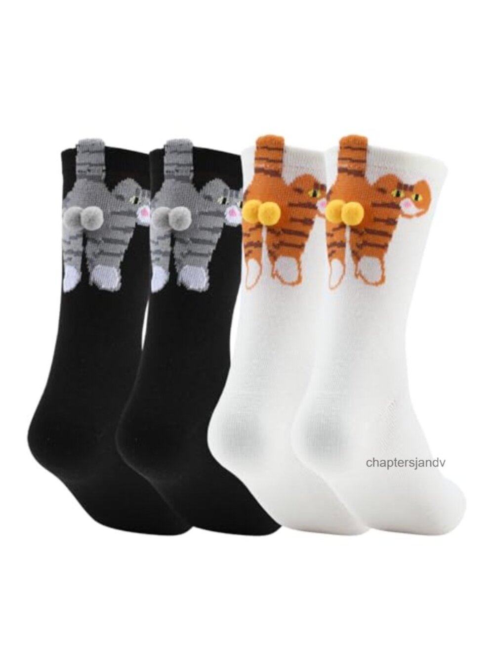 Cat Socks with Balls Cute Funny Novelty Cotton 2 Pairs
